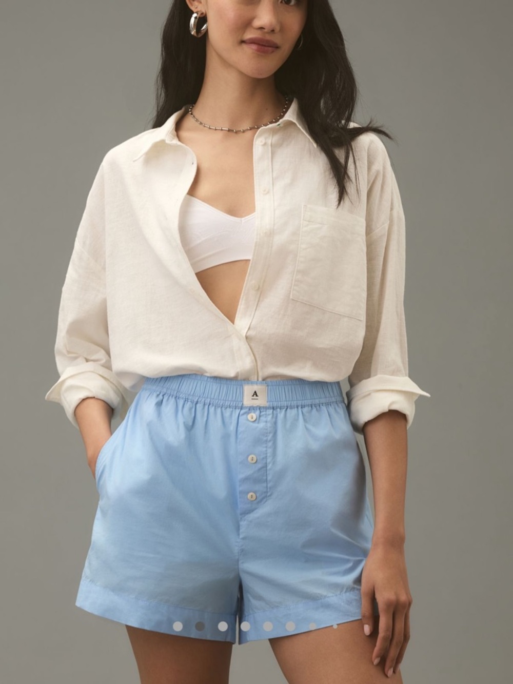 Anthropologie Light Blue Cotton Boxer-Style Shorts